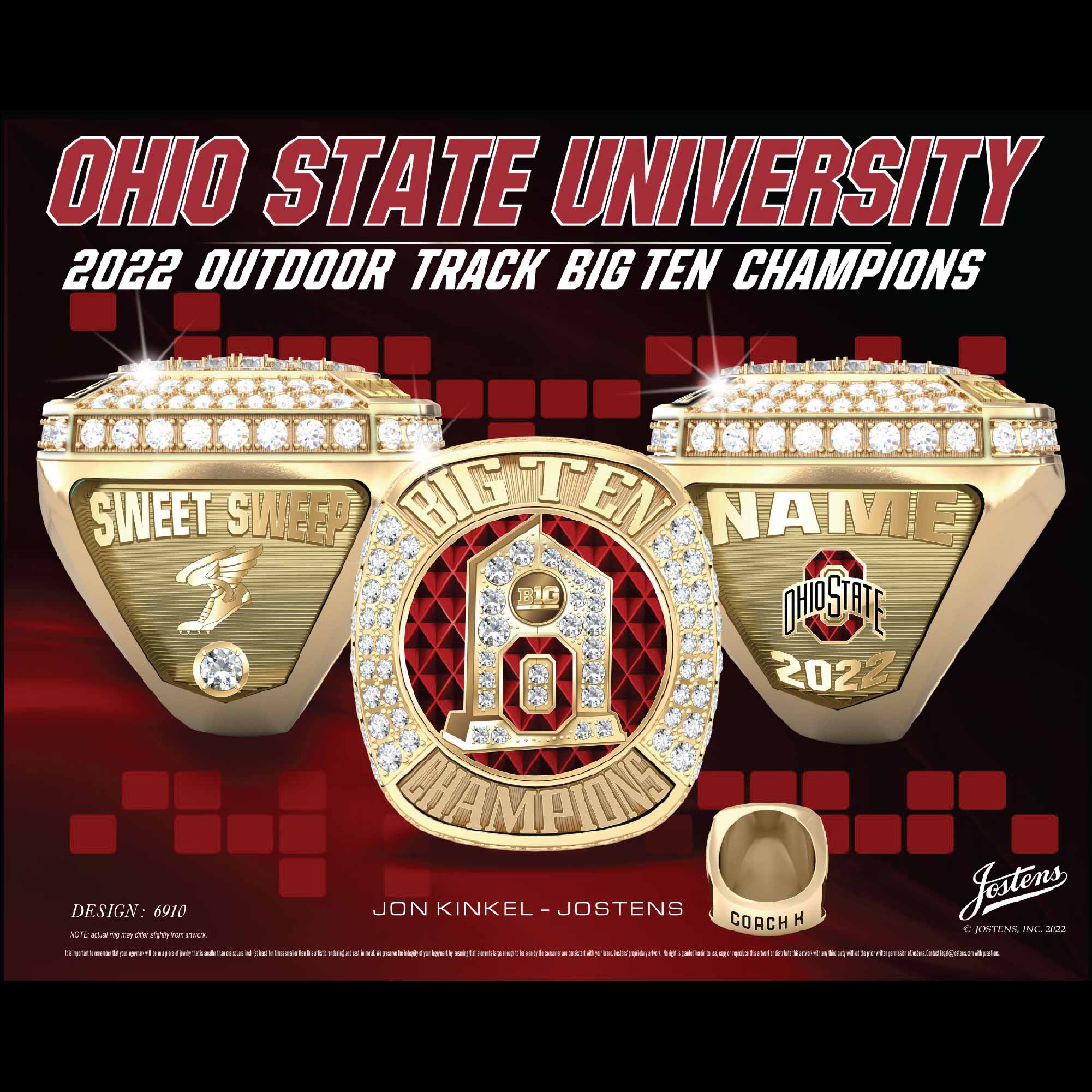 Ohio State University Men's Track & Field 2022 Big Ten Championship Ring